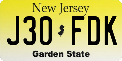 NJ license plate J30FDK
