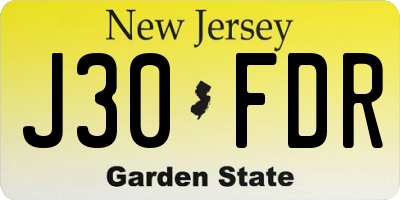 NJ license plate J30FDR