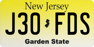 NJ license plate J30FDS