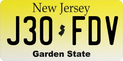 NJ license plate J30FDV