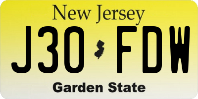 NJ license plate J30FDW