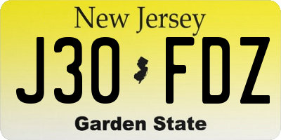 NJ license plate J30FDZ
