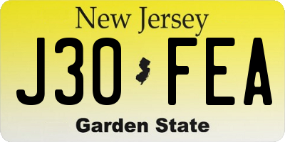 NJ license plate J30FEA