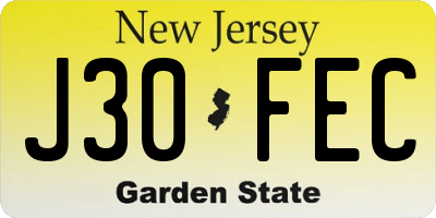 NJ license plate J30FEC