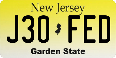 NJ license plate J30FED