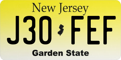 NJ license plate J30FEF