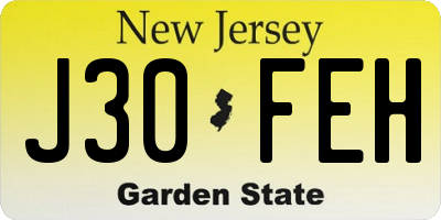 NJ license plate J30FEH
