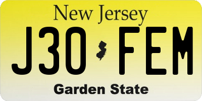 NJ license plate J30FEM