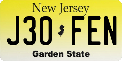 NJ license plate J30FEN