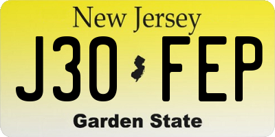 NJ license plate J30FEP