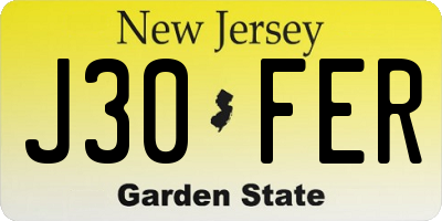NJ license plate J30FER