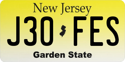 NJ license plate J30FES