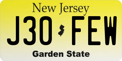 NJ license plate J30FEW