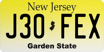 NJ license plate J30FEX