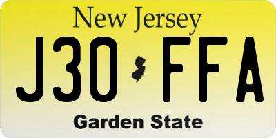 NJ license plate J30FFA