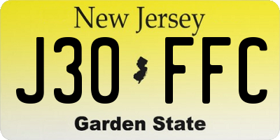 NJ license plate J30FFC