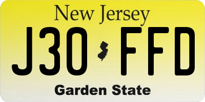 NJ license plate J30FFD