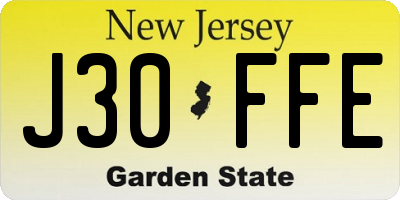 NJ license plate J30FFE