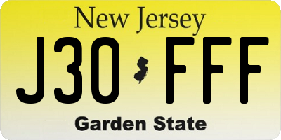 NJ license plate J30FFF