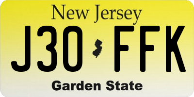 NJ license plate J30FFK
