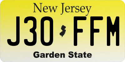 NJ license plate J30FFM
