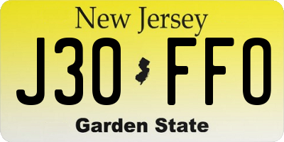 NJ license plate J30FFO
