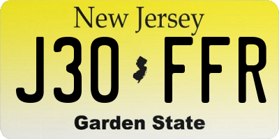 NJ license plate J30FFR