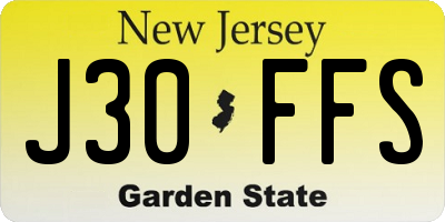 NJ license plate J30FFS
