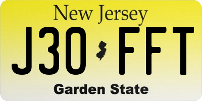 NJ license plate J30FFT
