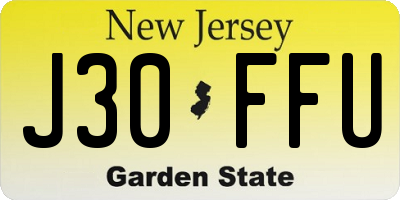 NJ license plate J30FFU