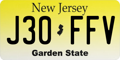 NJ license plate J30FFV