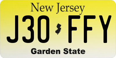 NJ license plate J30FFY
