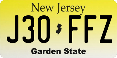 NJ license plate J30FFZ