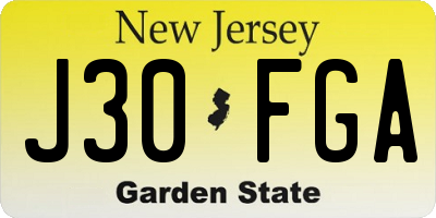 NJ license plate J30FGA
