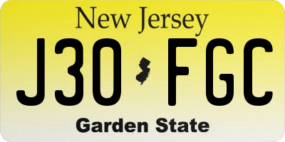 NJ license plate J30FGC