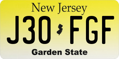 NJ license plate J30FGF