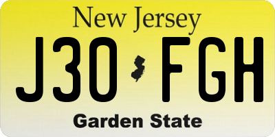 NJ license plate J30FGH