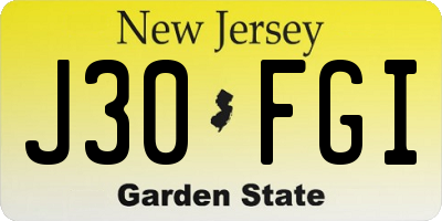 NJ license plate J30FGI