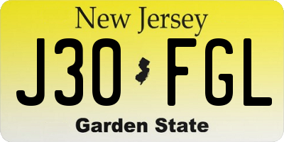 NJ license plate J30FGL