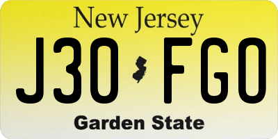 NJ license plate J30FGO