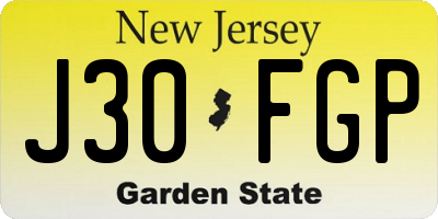 NJ license plate J30FGP