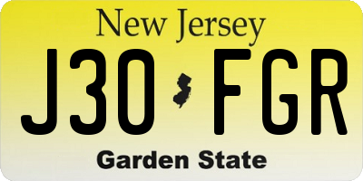NJ license plate J30FGR