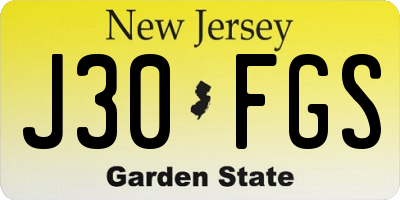 NJ license plate J30FGS