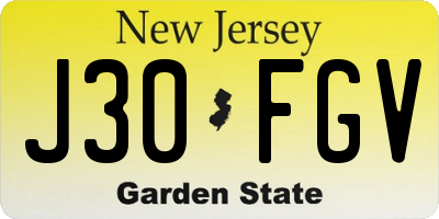 NJ license plate J30FGV