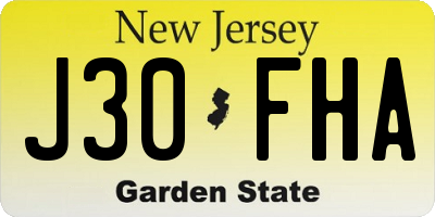 NJ license plate J30FHA