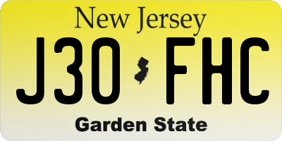 NJ license plate J30FHC