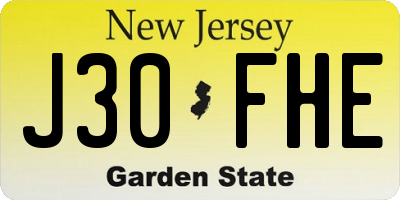 NJ license plate J30FHE