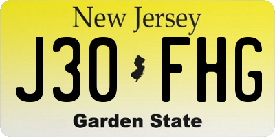 NJ license plate J30FHG