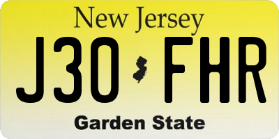 NJ license plate J30FHR