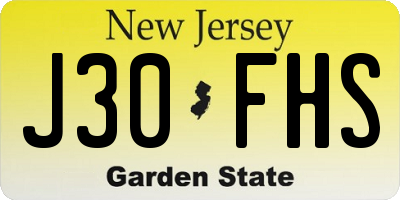 NJ license plate J30FHS